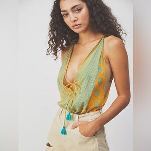 Free People Intimately Soul Of The Sun Bodysuit Yellow Green Boho Medium